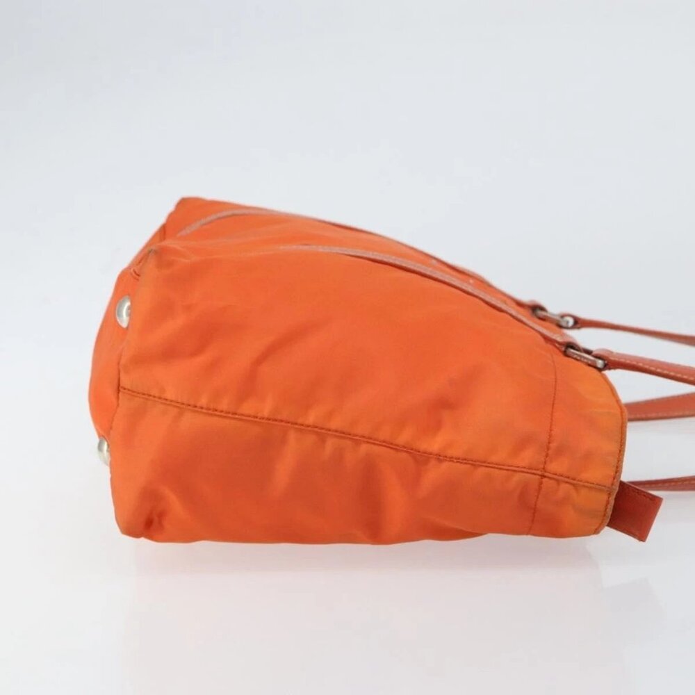 PRADA Tote Bag Nylon Leather Orange Silver Auth gh1423 - Picture 4 of 15